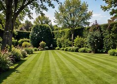 Lawn and borders in a Surrey garden